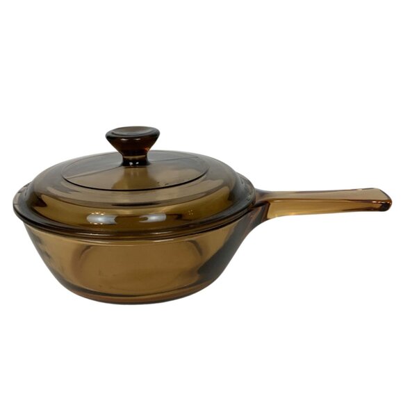 Corning Vision Amber Glass Saucepan With Pyrex Lid .5L Vintage - Picture 2 of 11